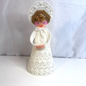 Cross Stitch Angel Tree Topper Plastic Canvas COMPLETE VTG Christmas Holiday